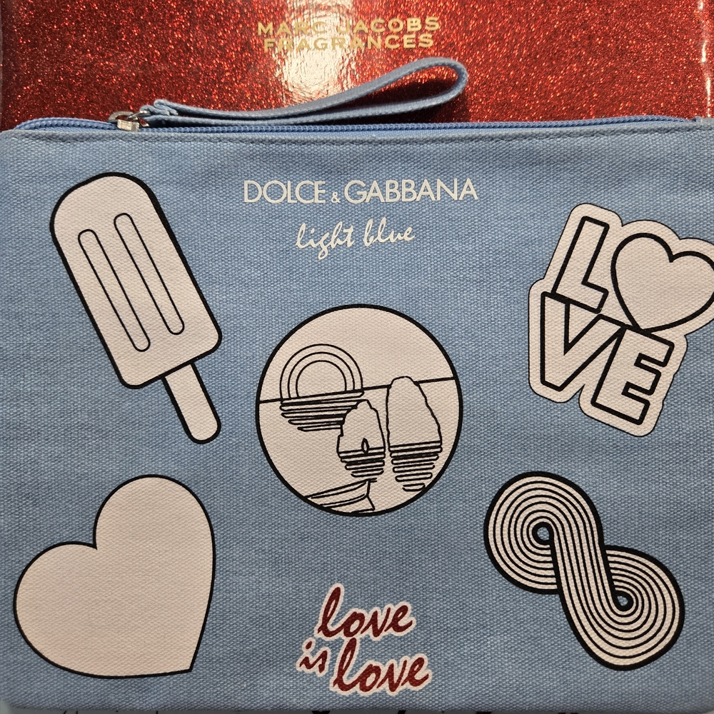 Dolce & Gabbana Blue Pouch with Graphic Designs